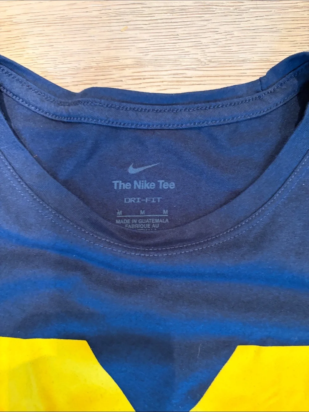 Nike Navy T-Shirt with Yellow Block M Graphic University of Michigan